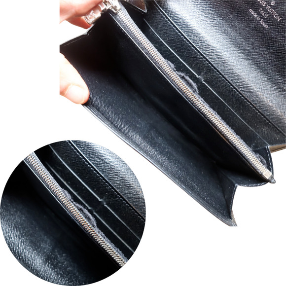 Auth Louis Vuitton Wallet Epi Leather Black LV Bifold Large Snap Button Closure - Picture 11 of 16